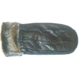 Genuine Black Leather Ladies Mittens with Rabbit Fur Size Small/Med
