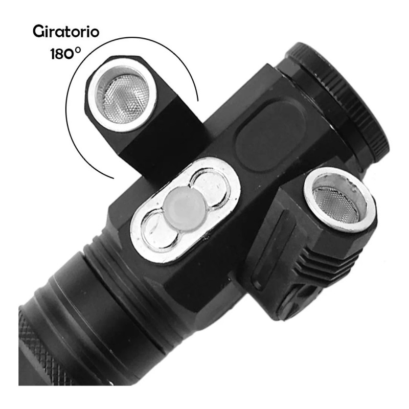 LJK Linterna 3 Focos Tactica 2000 Lm Imantada Luz Led