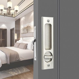 betensh Sliding Door Handle with Key Pocket Door Lock Invisible Recessed Door Lock Mortise Lock Wooden Door Lock 160 mm Silver