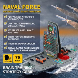 LEVEROAM Talking Sea Battle Board Game with Light and Sound Effects, Electronic Naval Battle Strategy Game with 200 Preset Ships Layout, Logicality Training, 1-2 Players, Family Board Game