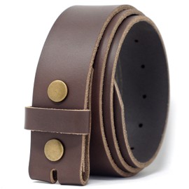 Ashford Ridge 40mm Full Grain Leather Belt with Press Studs, Brown with brass rivets