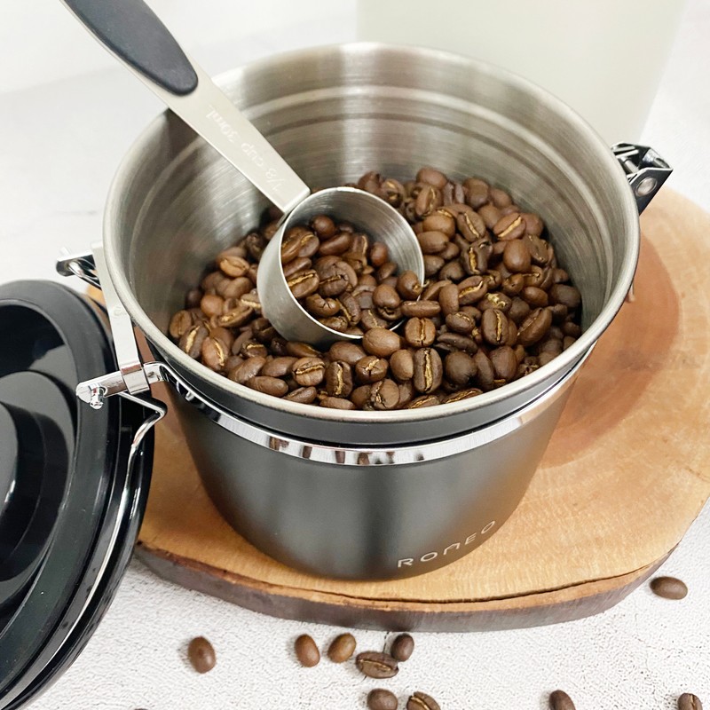 Cafe Romeo ground coffee bean storage container stainless steel coffee