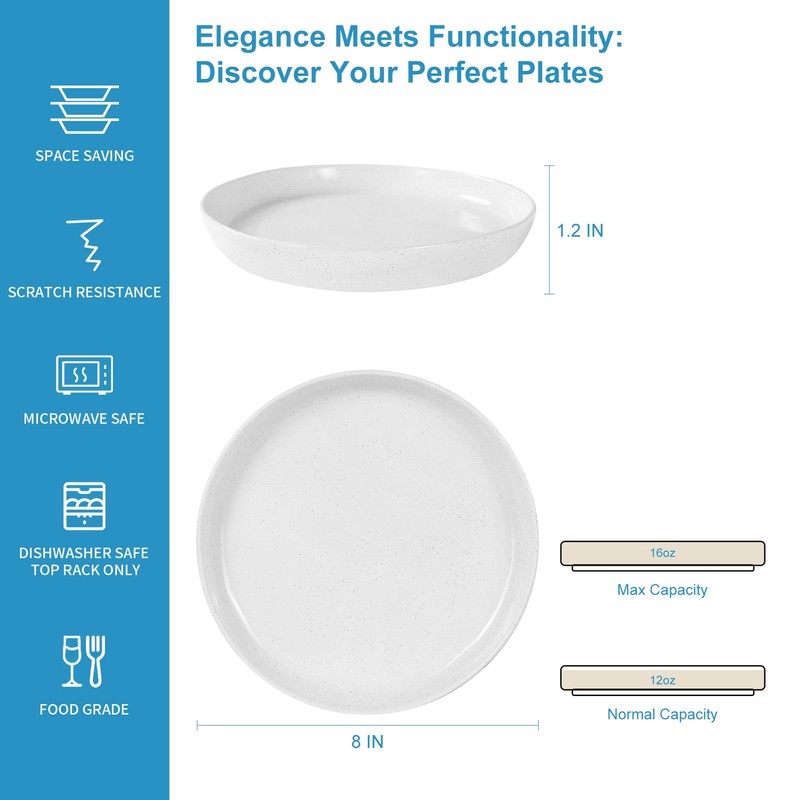 Yinshine Stoneware Dinner Plates Set of 4, 8 Inch Reactive