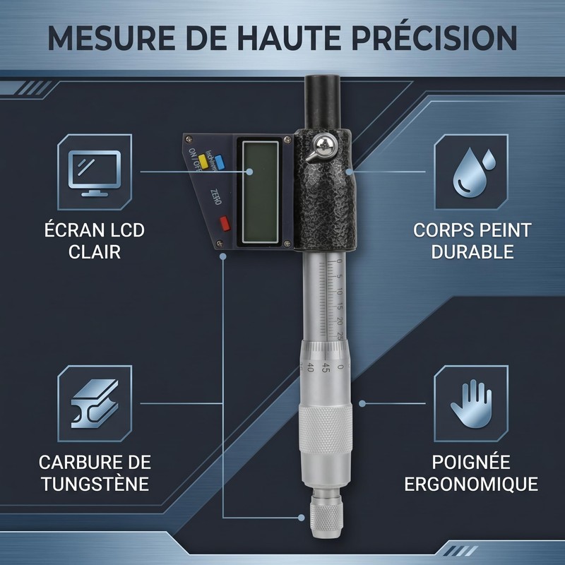 Fafeicy 0-25mm Digital Micrometer Digital Micrometer Head High Precision Carbide