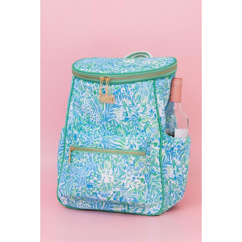 Lilly Pulitzer Insulted Backpack Cooler Large Capacity, Green Portable Soft