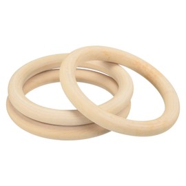 QUARKZMAN 3 Pieces 90 mm (3.5 Inches) Natural Wood Rings 10 mm Thick Smooth Unfinished Wooden Circles for Handmade Knitting Macrame Pendant