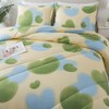 Caressma Heart Print King Size Comforter Set, Green and Yellow