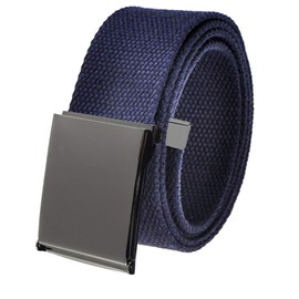 Build A Belt Pewter Flip Top Style 1.5" Wide Buckle with Canvas Web Belt (Mens Medium Navy Blue)
