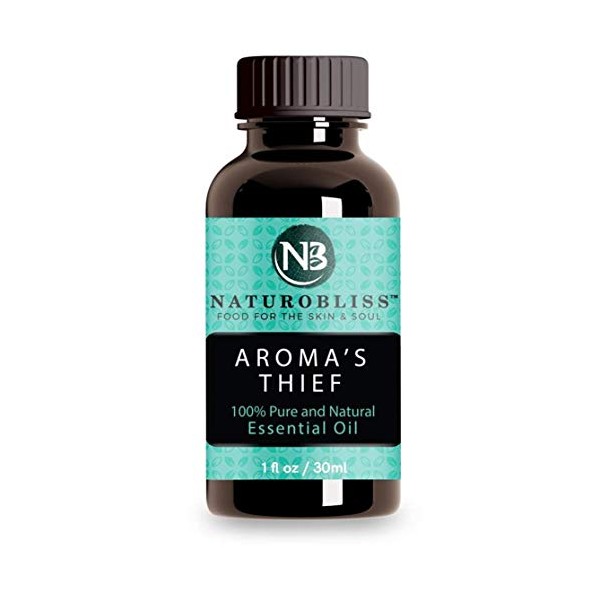 NaturoBliss Aroma's Thief Synergy Blend Aromatherapy Essential Oils Blend (Cassia Clove Rosemary Eucalyptus Lemon) Guards from Tales of French Thieves - 1 Fl. Oz, 30ml
