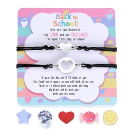 SAM & LORI Back to School Gifts Mommy and Me Mother Daughter Bracelets First Day of School Pinky Promise Bracelet Middle School Students Preschool Class Wish Bracelets Anxiety Matching Link