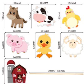 Blulu 28 Pieces Farm Animal Centerpiece Cards and Sticks for Farm Theme Party, Table Toppers for Birthday Party Baby Shower Supplies