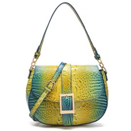 Makcr Joacbv Leather Bags for Women Luxury Handbag Flap Purse Crocodile Pattern Crossbody Ladies Gradient Color Shoulder Bag