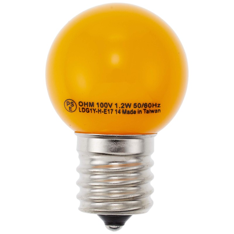 Ohm (OHM) Electric LED Mini Ball Bulb (Decoration/1.2W/45lm/Yellow/G30/E17)