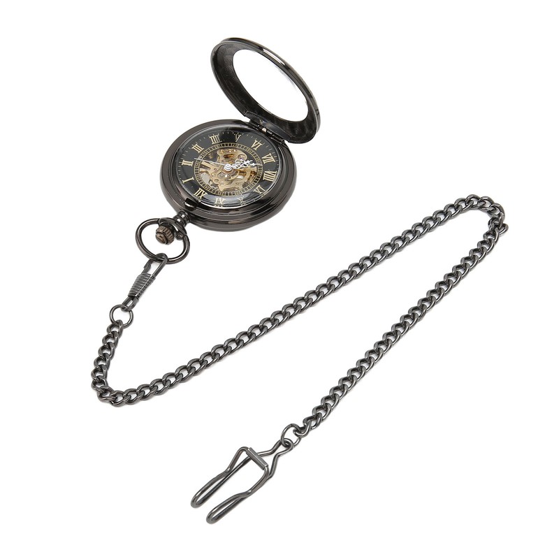 Mechanical Pocket Watch Vintage Double Case Watch Hand Wind Skeleton