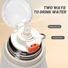 pluseight Insulated Water Bottle with Straw, 20 oz Leak Proof 18/8 Stainless Steel Vacuum Tumbler for Sports, Gym or Office, BPA-Free Keep Cold 24H Hot 12H (White)