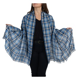 Alan Stone Soft Tartan Check Pashmina Scarf Wrap Shawl with Delicate Tassel Finishing and Free Hanger, M