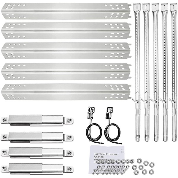 Utheer Grill Replacement Kit for Charbroil Performance 5 Burner 463347519, 475 4 Burner 463347017, 463673017, 463376018P2 Liquid Propane, Grill Burner Tubes, Heat Plates Tent Shield, Carryover Tubes