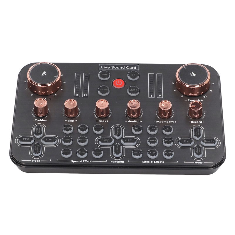 Live Sound Card Voice Changer Soundboard Bluetooth Audio Mixer for
