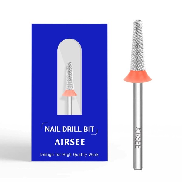 AIRSEE Tungsten Carbide Acrylic Nail Fine-F, Ball Top Tapered Bit
