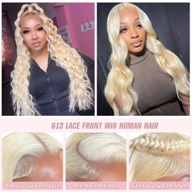 Twigoal Lace Front Wigs Human Hair 13x4, Raw Human Hair, Glueless Body wave Wigs for Women Honey Blonde（24inch）