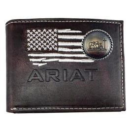Custom Large Praying Cowboy Church ARIAT Ghost Flag Bi-Fold Leather Wallet