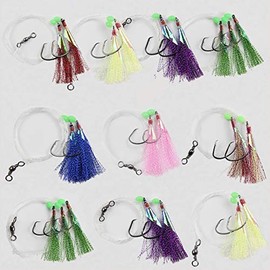 Fishing Lures Bait Rigs Set Saltwater Fishing Fluke Rigs Fish Skin Teaser Hooks Bait Rig Tackle for Freshwater Saltwater