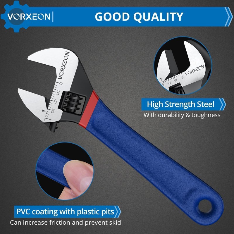 VORXEON 8 inch Spanner Set Adjustable Spanner 203 mm Combination