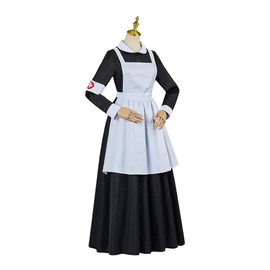 LQTIKLD Florence Nightingale Cosplay Costume Women Nurse Dress with Apron Civil War Nurse Costume Uniform (Small)