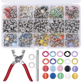Voyzdx 200 Pinza Kam Presión Botón Snap,Pinza Alicate Presión Broche Metálico,Snaps Costura con Alicates,Botones para Coser en la Herramienta para Costura Manualidades 9.5 mm + 10mm, 10 Colores