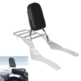 DSISIMO Chrome Passenger Backrest Sissy Bar with Luggage Rack Compatible With For Yamaha Vstar 400 650 Dragstar 400 650 Classic 1998-2018 Detachable Sissy Bar Backrest