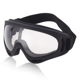 X AUTOHAUX 1 Pc Motorcycle Riding Goggles PC TPU Outdoor Sports Sunglasses for Motocross Dirt Bike ATV Clear Lens Black Frame