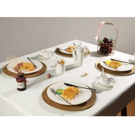 maifey Place Mat/Place Mat Round Place Mats Washable Place Mats Wipe Clean Pack of 6 for Kitchen Dining Table Hotel, Housewarming Party, Wedding Party (Khaki, 32 cm)