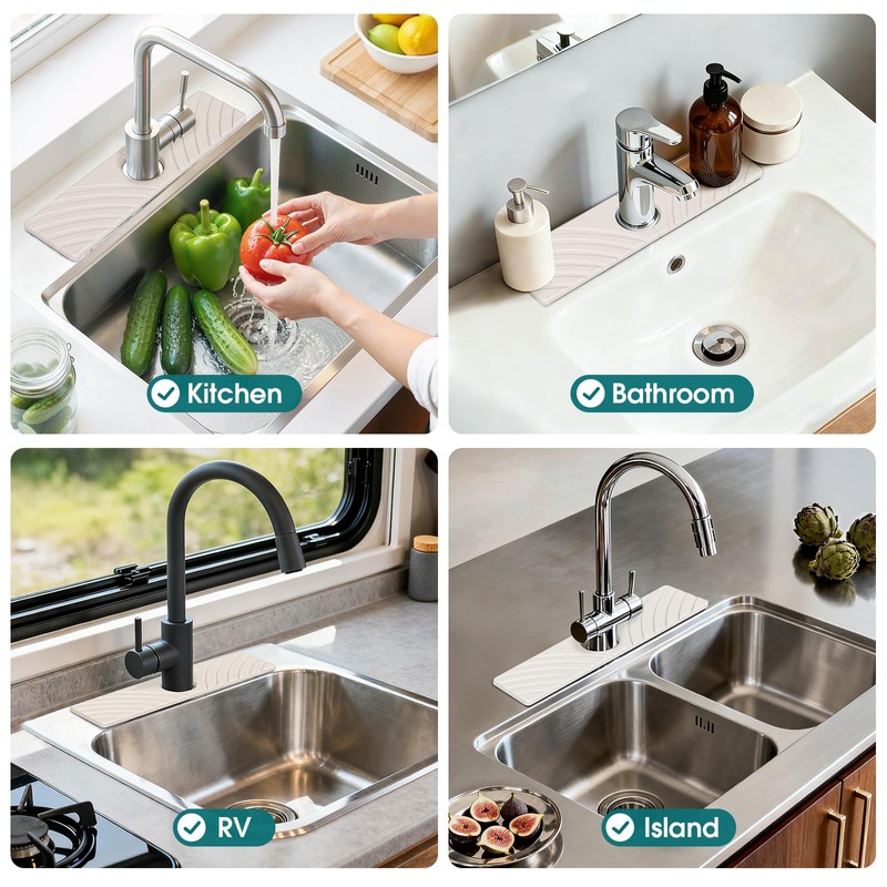 EdenDwell Quick Dry Stone Faucet Mat for Kitchen Sink -