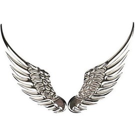 Universal 3D Wings Sticker Emblem Sticker for Cars Cars Cool 3D Metal Logo Motorcycle Stylish Stickers Decals Sports Racing 2 Piece Set (Silver)
