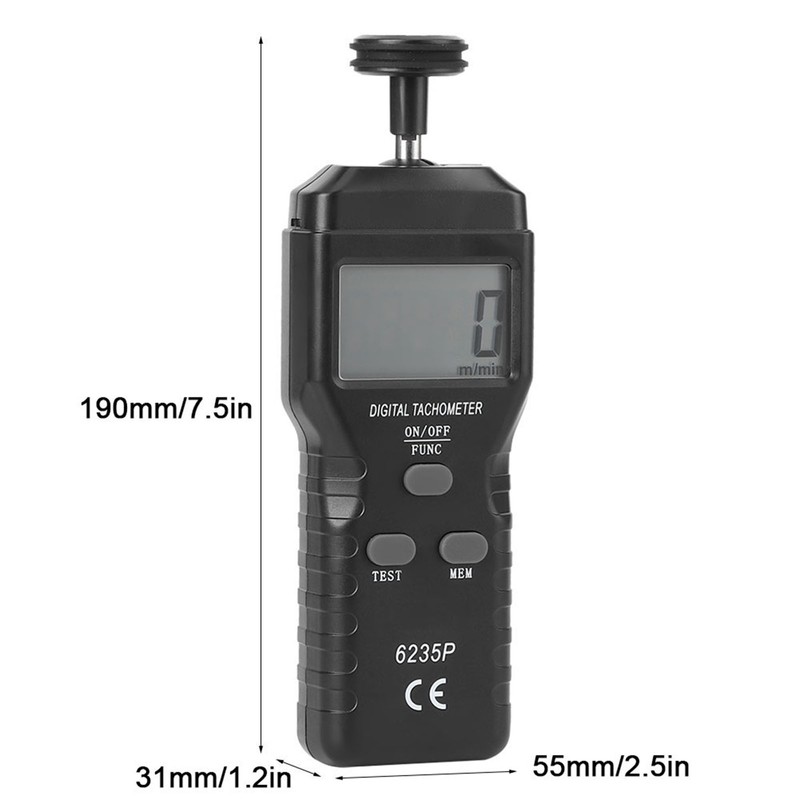 6235p Smart LCD Digital Tachometer 1.019999 rpm ContactType Tach Speed