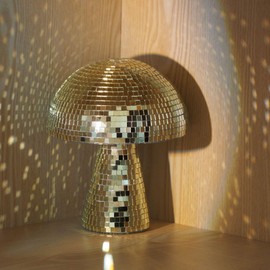 Yeehlmer Creative Mushroom Disco Ball for Party,Table Decor Mirror Retro Handmade Disco Ball Mushroom Shape Home Art Decorations,Bar Ornaments(Gold,S(5.9''))