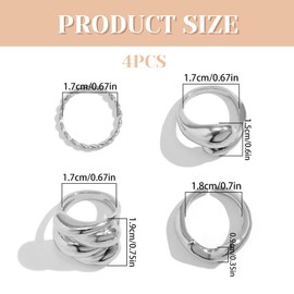 Irikdescia Thick Gold Rings Women, Delicate Silver Rings, Stackable Rings, Statement Rings, Vintage Jewellery, Y2K Jewellery, Chunky Silver Coated Rings Women Set