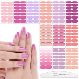 YECIRALA 12 Sheets 168 Pcs Pink Nail Polish Strips for Women Nails Stickers Full Nail Wraps Solid Nail Polish Stickers Stick On Nails Self Adhesive Nail Decal Strips with Nail File Decorations Set
