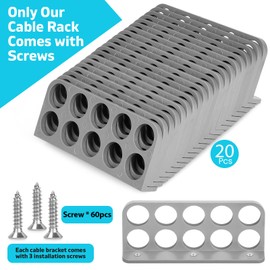 20Pack Cable Chase-Wire Bracket,Cable Support Wire Bracket Holder for NMB Electrical Cord Organized Management,Electrical Wire Dispenser with Screws,Labor Time Saving,1" with 10-Hole Design