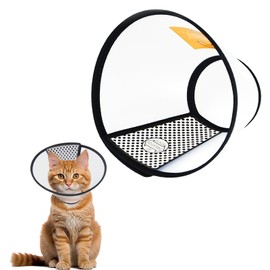 DAJING Cat Cone - Lightweight Plastic Elizabethan Collar for Cats, Mini Dogs, and Rabbits | Prevent Licking and Biting | Soft and Comfortable | Suitable for Recovery and Grooming (M, Black)