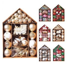 Christmas Tree Ornaments Set (Decorative Balls) Free Size / Red White Set 2ea