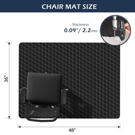 SALLOUS Chair Mat for Carpet 36" x 48" - 3D Geometric Chair Mat for Carpeted Floors, Heavy-Duty Carpet Protector Computer Desk Mat with Grips, Non-Slip Vinyl Floor Mat for Home Office, Black
