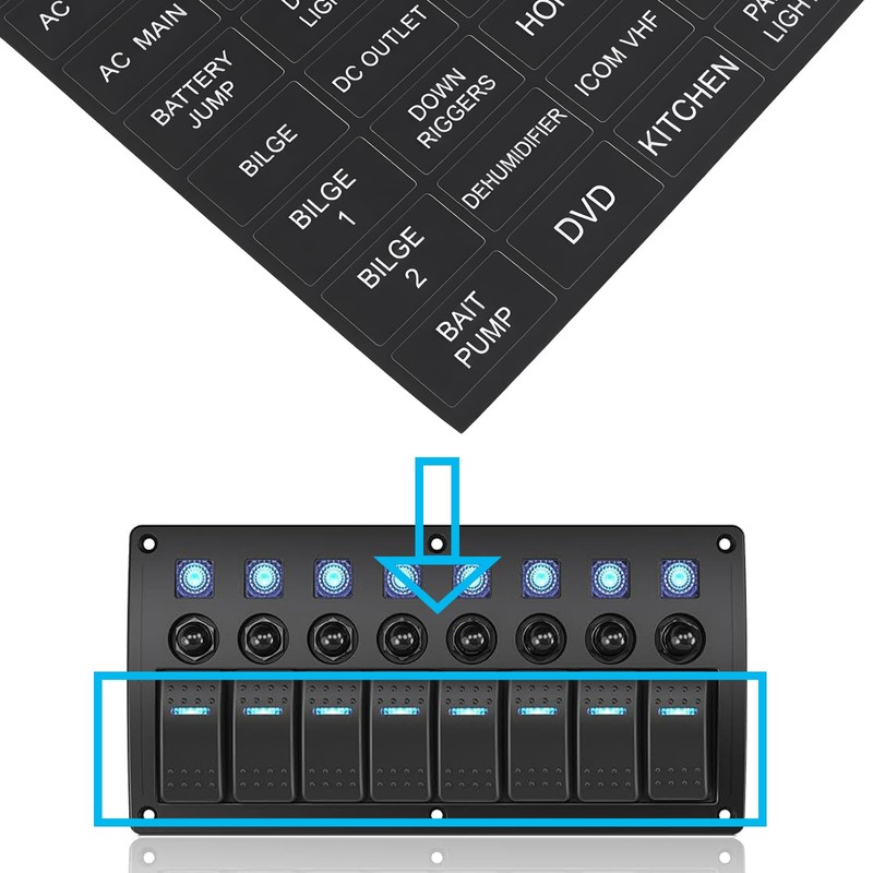 Briny River Pack of 96 Switch Label Sticker Boat Marine