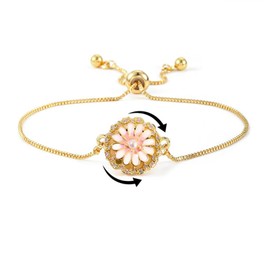 PZKQSAC Spinning Sunflower Fidget Bracelet for Anxiety Sunflower Mood Statement Bracelets Adjustable Cubic Zircon Flowers Wrist Bracelets for Women Sparkly Rhinestone Worry Relieving Jewelry (Daisy Bracelet)