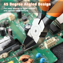 LEONTOOL Diagonal Pliers for Flush Cut Plastics, 45 Angled Wire Cutters for Crafting, Wire Side Cutters Clippers, Flush Cutter Wire Snips Flush Cut Plier for Jewelry Making, Electronic, Model, Floral