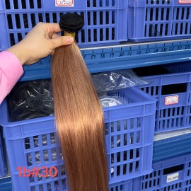 High Quality 100% Human Hair Highlight 4/27 Colored Curl Raw Bulk Human Hair Accept Different Coloredstyle: raw hair, color: 1 pcs bundle straight, Stretched Length: 24" inch