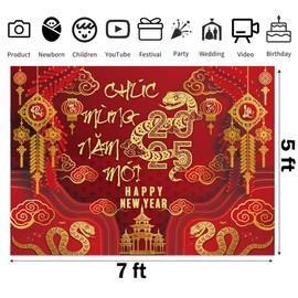IRCOR TET Decorations 2025 Vietnamese New Year Backdrop with 12 Red Envelopes Vietnamese Lunar New Year Decorations 2025