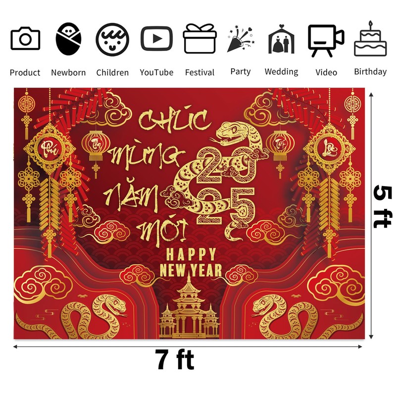 IRCOR TET Decorations 2025 Vietnamese New Year Backdrop with 12