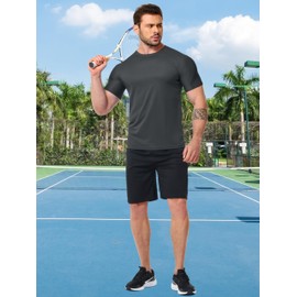 Quazia 5 Pack Men's Moisture Wicking Shirts Dry Fit Lightweight Breathable Tech Tees for Workout Running Short Sleeve Athletic High Performance Stretchable Casual Gym Cooling Shirts for Men Multy 3XL