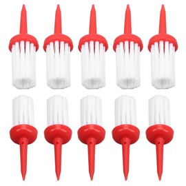 ZAICOLER Golf Tees Brush Type, Brush Golf Tees 10pcs Golf Tees Brush Type Low Resistance More Distance Consistent Height Plastic Tees Plastic Brush Golf Tees for Golf Driver (Red handle